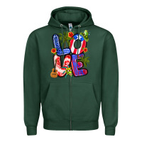 Sports Green puerto rico love Zipper Hoodie - Artiststas