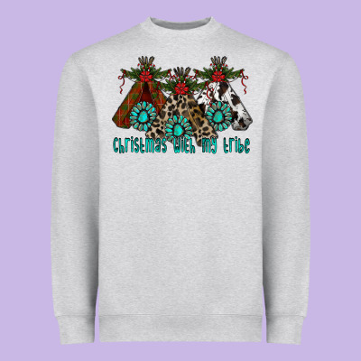 Christmas With Tribe Heavyweight Sweatshirt Designed By Cowhidedigitalart