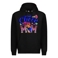 Black Cheer Mom Premium Hoodie - CowhideDigitalArt