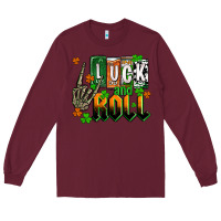Burgundy St. Patrick's Luck and roll Long Sleeve Tee - OliviaCreatesArt