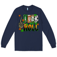 Navy St. Patrick's Luck and roll Long Sleeve Tee - OliviaCreatesArt