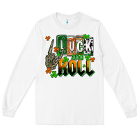 White St. Patrick's Luck and roll Long Sleeve Tee - OliviaCreatesArt