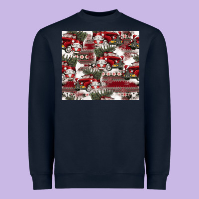 Vintage Christmas Car Pattern Heavyweight Sweatshirt Designed By Cowhidedigitalart