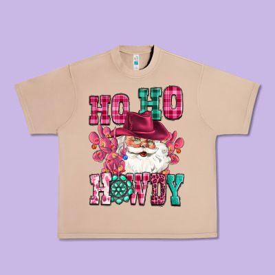 Ho Ho Howdy Santa Pink Christmas Urban Heavy Tee Designed By Cowgirlartshop