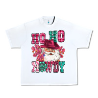White ho ho howdy santa pink christmas Urban Heavy Tee - CowGirlArtShop
