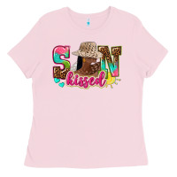 Bubblegum Pink Afro woman with sunkissed Ladies Tee - NancyCooperArtShop