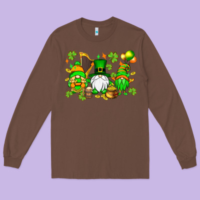 St. Patrick's Day Gnomes Long Sleeve Tee Designed By Oliviacreatesart