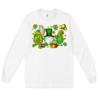 White St. Patrick's Day gnomes Long Sleeve Tee - OliviaCreatesArt
