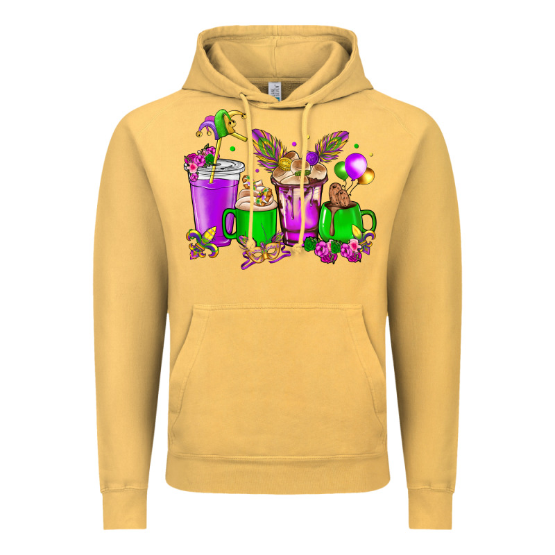 Mardi Gras Coffee Cups Vintage Hoodie by HowdyJamesFarm | Teevron