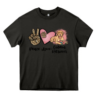 Asphalt peace love golden retriever Heavy Core Tee - JahusDesignShop