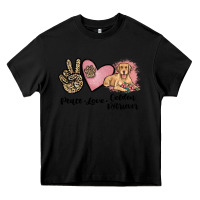 Black peace love golden retriever Heavy Core Tee - JahusDesignShop