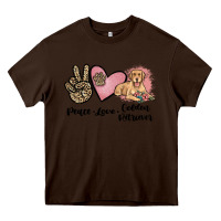 Chocolate Brown peace love golden retriever Heavy Core Tee - JahusDesignShop