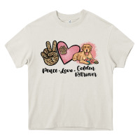 Cream peace love golden retriever Heavy Core Tee - JahusDesignShop