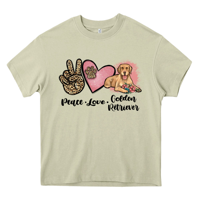 Peace Love Golden Retriever Heavy Core Tee by JahusDesignShop | Teevron