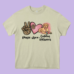 Peace Love Golden Retriever Heavy Core Tee Designed By Jahusdesignshop