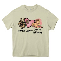 Mossy peace love golden retriever Heavy Core Tee - JahusDesignShop