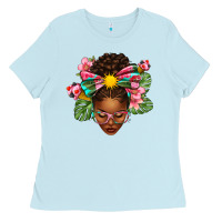 Baby Blue Afro Woman Summer Ladies Tee - texasbilliewilder