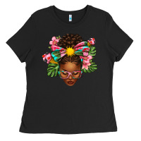 Black Afro Woman Summer Ladies Tee - texasbilliewilder