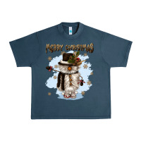 Midnight Navy merry christmas snowman Urban Heavy Tee - CowGirlArtShop