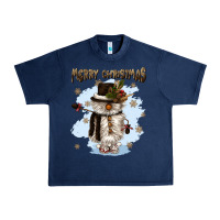 Navy merry christmas snowman Urban Heavy Tee - CowGirlArtShop