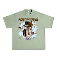 Oil Green merry christmas snowman Urban Heavy Tee - CowGirlArtShop