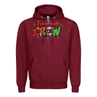 Burgundy friendsmas crew Zipper Hoodie - Artiststas