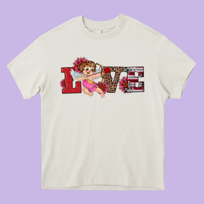 Valentine's Day Cupid Sunflowers Love Heavy Core Tee Designed By Ranaportraitstore