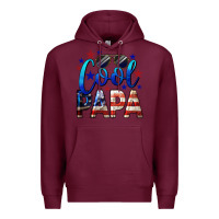 Burgundy Cool Papa American Flag 4th of July Premium Hoodie - LillyAllenDesigns