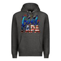 Charcoal Heather Cool Papa American Flag 4th of July Premium Hoodie - LillyAllenDesigns
