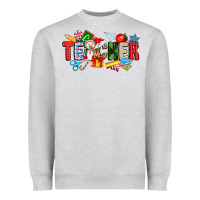Heather Grey Christmas teacher Heavyweight Sweatshirt - CowhideDigitalArt