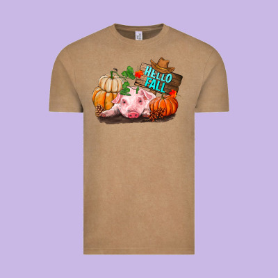 Hello Fall Pig Vintage Tee Designed By Ranaportraitstore