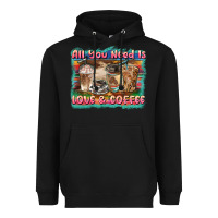 Black all you need is love & coffee Heavyweight Hoodie - BarkalooDesign