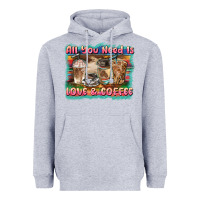 Heather Grey all you need is love & coffee Heavyweight Hoodie - BarkalooDesign