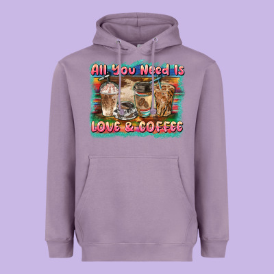 All You Need Is Love & Coffee Heavyweight Hoodie Designed By Barkaloodesign