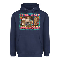 Navy all you need is love & coffee Heavyweight Hoodie - BarkalooDesign