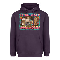 Plum all you need is love & coffee Heavyweight Hoodie - BarkalooDesign