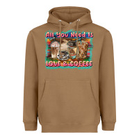 Toasted Coconut all you need is love & coffee Heavyweight Hoodie - BarkalooDesign