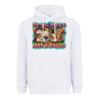 White all you need is love & coffee Heavyweight Hoodie - BarkalooDesign