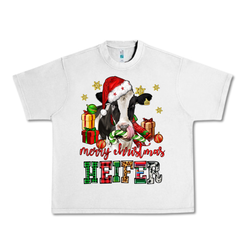 Merry Christmas Heifer Cow Urban Heavy Tee by CowGirlArtShop | Teevron