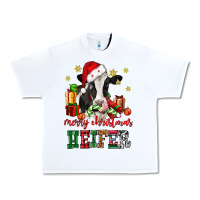 White merry christmas heifer cow Urban Heavy Tee - CowGirlArtShop