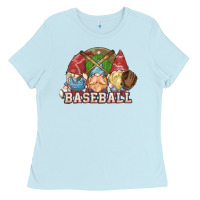 Baby Blue Baseball gnomes Ladies Tee - NancyCooperArtShop