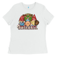 White Baseball gnomes Ladies Tee - NancyCooperArtShop