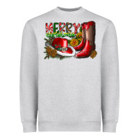 Heather Grey cowboy merry christmas Heavyweight Sweatshirt - CowhideDigitalArt