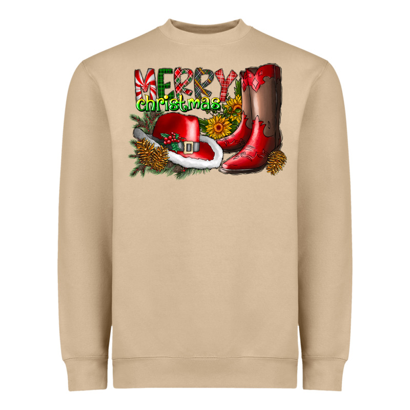 Cowboy Merry Christmas Heavyweight Sweatshirt by CowhideDigitalArt | Teevron