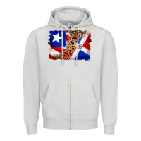Dove Grey puerto rico and dominican republic flag Zipper Hoodie - Artiststas