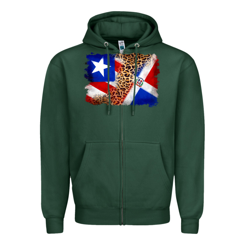 Puerto Rico And Dominican Republic Flag Zipper Hoodie by Artiststas | Teevron
