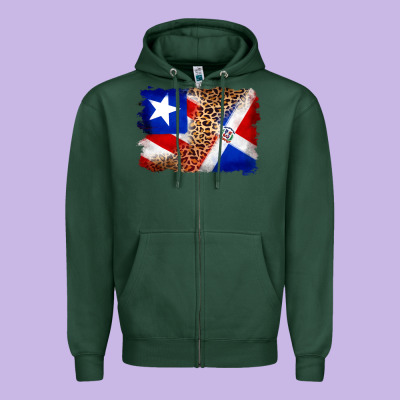 Puerto Rico And Dominican Republic Flag Zipper Hoodie Designed By Artiststas
