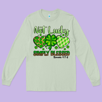 St. Patrick's Not Lucky Simply Blessed Long Sleeve Tee Designed By Oliviacreatesart