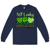 Navy St. Patrick's Not lucky simply blessed Long Sleeve Tee - OliviaCreatesArt