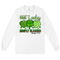 White St. Patrick's Not lucky simply blessed Long Sleeve Tee - OliviaCreatesArt